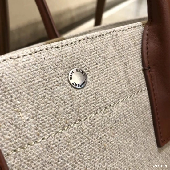 YSL LEATHER AND LINEN PRINTED GAUCHE BAG TOTE IN RIVE 0709